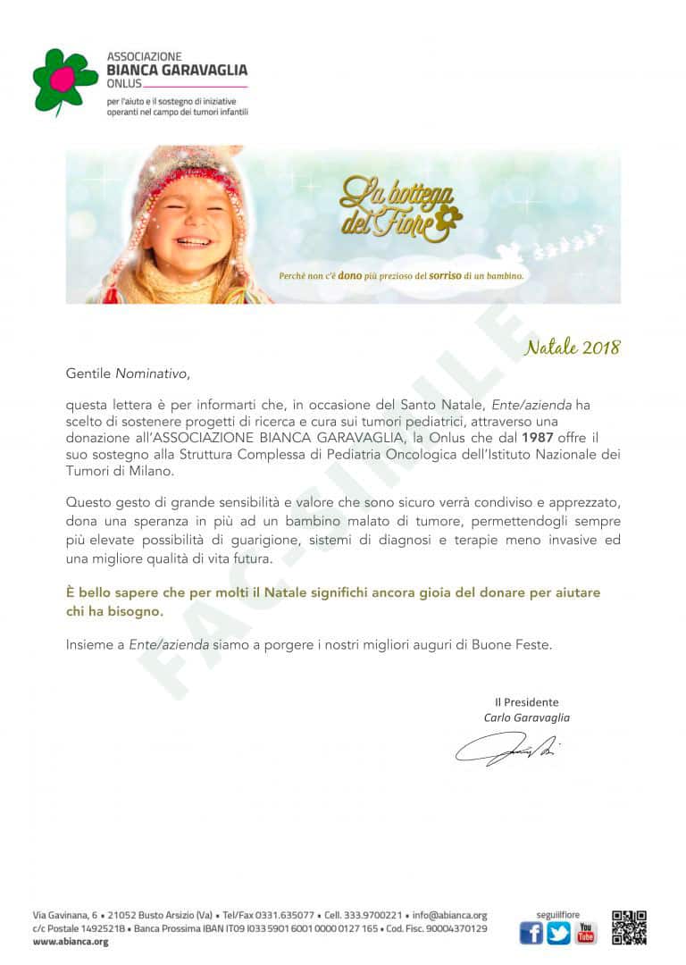 Lettera di donazione al comune